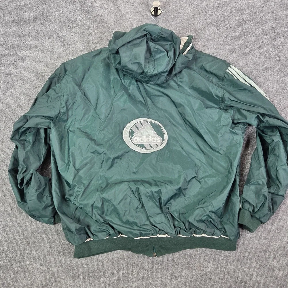 Vintage Adidas Windbreaker Jacket Mens Size Large Full Zip Green White 90s
